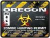 Zombie Hunting Permit Decal Danger Zone Style for Oregon