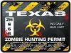 Zombie Hunting Permit Decal Danger Zone Style for Texas